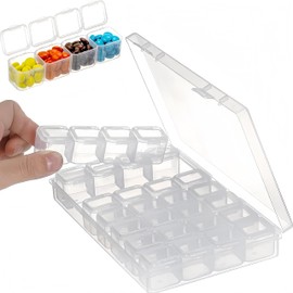 Art Storage Boxes, Diamond Craft Storage Box, Small Storage Box with Lid with Compartments, Clear Plastic Organiser, Pearl Screw Storage Boxes, Jewellery, Earring Container