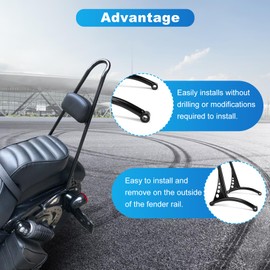 20inch Motorcycle Sportster Sissy Bar - PSLER Detachable Sissy Bar Passenger Backrest for Sportster XL 883 1200 Models 2004-2025, Black