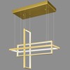 FDPBY Modern LED Chandelier 3 Rings Rectangle Gold Pendant Light