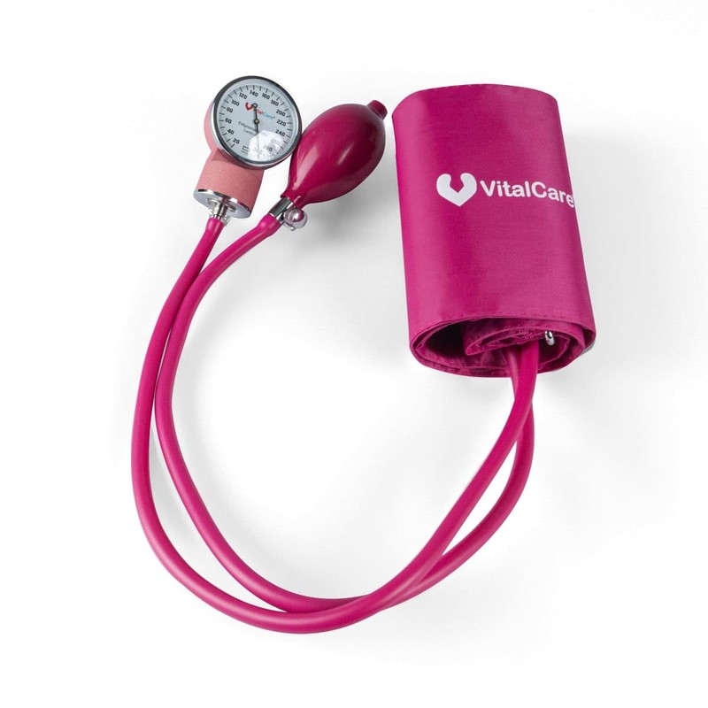 VitalCare | Baumanómetro Aneroide Manual (Rosa) | Brazalete Amplio (22-45