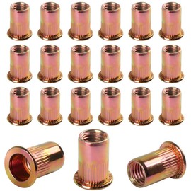 BOUMVID Rivet Nuts M6, Pack of 30 Galvanised Carbon Steel Rivet Nuts Internal Thread Round Flat Head Rivet, Used Rivet Nut Thread Rivets Single Rivet Nuts Sleeve Nut for Pipes, Metal Plates
