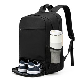 VGCUB Gym Backpack for Women Men with Shoe Compartment and Wet Pocket, Waterproof Lightweight Travel Sports Daypack, Cheer Yoga Workout Bag, Black