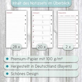 SinnWunder® 50 Sheet Note Set - Includes Note Sheets, Addresses and Password Lists for 6 Ring Binder Personal