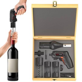 Werktough 4V Electric Corkscrew Wine Opener Set Cordless Screwdriver Battery Powerd with 4 Grill Accessories, Five-in-One Power Tool Kit for Home, Kitchen, and BBQ Lovers