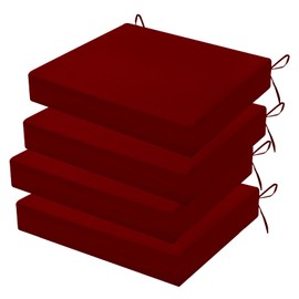 HOMELYSIAN Outdoor Chair Cushions Set of 4, 18.5 x 16 x 3 Inch Water-Resistant Patio Chair Cushions, Highly Supportive Outdoor Cushions for Patio Furniture with Non-Slip Ties(Dark Red)
