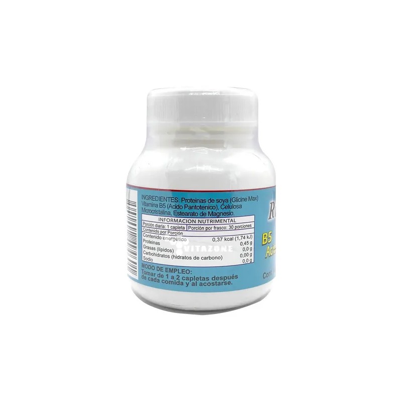 Vitamina B5 Ácido Pantoténico 30 Capletas De 400 Mg Riket