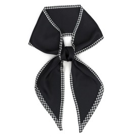 vimate Black Houndstooth Satin Hair Scarf for Purse- Fall Fashion Bag Scarf for Handbags Handle Neck Scarfs Silk Like Hairband Scarf(Style 60)