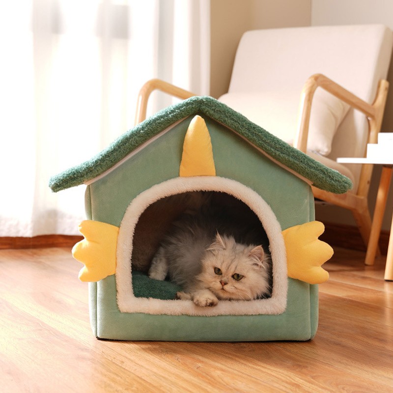 Pet Bed House Soft Warm Cat Bed Cave Detachable Cozy