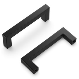 Hickory Hardware Solid Core Kitchen Cabinet Pulls, Luxury Cabinet Handles, Hardware for Doors & Dresser Drawers, 3 Inch Hole Center, Matte Black, Skylight Collection (Pack of 1)