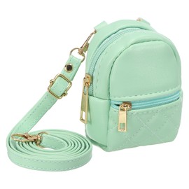 PATIKIL Mini Backpack Cute Cosmetic Bag for Women, PU Leather Creative Crossbody Bag with Lanyard for Makeup Key Card Data Cable Organizer Zipper Coin Pouch, Light Green