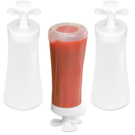 LELE LIFE 3 Inverted Spice Squeeze Bottles for Sauces - 350ml Leakproof Squeeze Bottles for Liquids, Easy Pour Ketchup, Salad, Dressing, Oil, Syrup, Honey