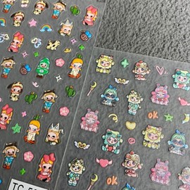 [Overseas] Crying Baby Nail Sticker Laser Bubble Mate Crying Baby Nail Sticker Relief Small Wild Jasmine Hand Free Size/Tc- 473 (Relief) 30ea