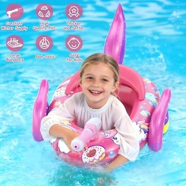 Kids Pool Floats with Water Gun, Toddler Inflatable Pool Toys for Kids Age 3-8 Years Old, Summer Outdoor Water, Beach, Swimming Pool Toys Gift for Girls