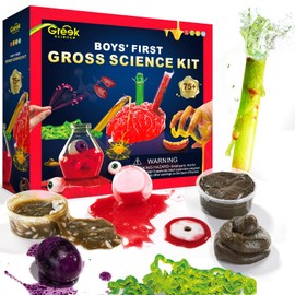 Greek Science Boys First Gross Science Kit for Kids Age 6-8 8-12, Science Slime Kit for Boy, Christmas Birthday Gift Ideas for Boy 8-10, Chemistry Set with Brain Dissection, Poop Experiment, STEM Toys