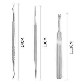 Nail Scraper, Nail Filing, Sweetskin Cutter, Set of 3, Stainless Steel, Nail Lifter, Cuticle Cutter, Sweetskin Treatment, Foot Claws & Claws Care, Case Included