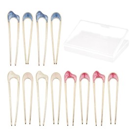 12Pcs U Shaped Hair Pins for Buns, Metal French Hair Pins for Women Thick Hair, Gold French Twist Hair Tool for Updo Bun, Vintage Hair Fork Sticks Hairstyle Accessories Set (3 Color)