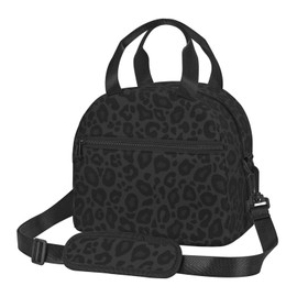 MOLAIGIN Black Grey Cool Leopard Insulated Lunch With Adjustable Shoulder Strap Bag Reusable Lunch Box Cooler Tote Bag For Men Women