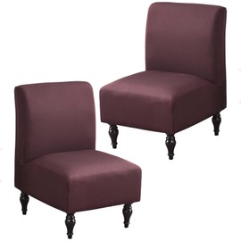 Jusmate Armless Accent Chair Cover Slipcover, Stretch Chair Slipper Super Fit Armless Chair Furniture Protector Cover Slipcover for Living Room Hotel (2 Pack, Coffee)