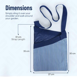 Peg Bag with Shoulder Strap | Striped Pattern Peg Holder | Large Nylon Clothes Pegs Bag | Blue Waterproof Bags with Up to 100 Clothespin Capacity