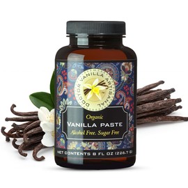 Organic Vanilla Alcohol‑Free Paste, 8 fl oz - Madagascar Bourbon vanilla, 100% natural, sugar‑free, GMO‑free, gluten‑free, vegan, paleo, keto, kosher, and halal