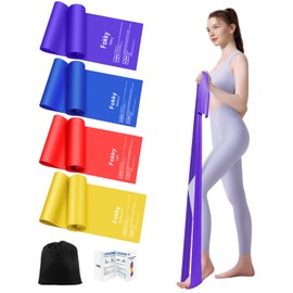 Fokky 1.8 m Fitness Bands, Set of 4 Resistance Bands, Gymnastics Band, Resistance Bands with Carry Bag and Exercise Instructions (English language not guaranteed), Fitness Band for Pilates, Yoga, Fitness, Muscle Building