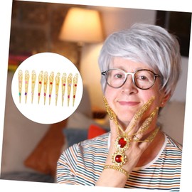 TOVINANNA 10Pcs Rhinestone Nail Decor Hollow Design Finger Nail Tips for Cosplay and Performance Durable Stylish Nail Accessories