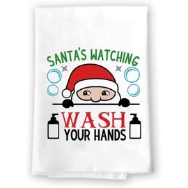 Christmas Decor | Decorative Kitchen and Bath Hand Towels | Wash Your Hands | XMAS Winter Novelty | White Towel Home Holiday Decorations | Gift Present