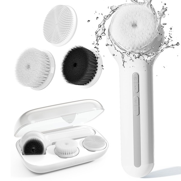Facial Cleansing Brush, TOUCHBeauty 3-in-1 Electric Face Brush, Rechargeable Face Brush Rotation, 360° Rotatable Facial Cleanser with 3 Heads, 6 Levels