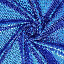 Faux Sequin Knit Fabric Shiny Dot Confetti for Sewing Costumes Apparel Crafts by The Yard (5 Yards, Royal Blue)