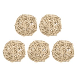 sourcing map 5 Pcs Wicker Rattan Balls 3 Inch Rattan Decorative Balls Vase Fillers for Wedding Party Centerpiece Bowls Home Decoration Beige