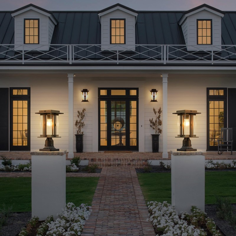 LUTEC Solar Lamp Post Light, Dusk to Dawn Craftsman Style