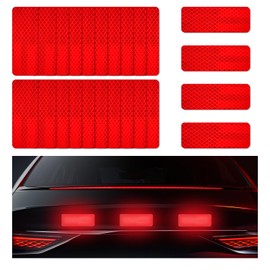 DXNQ 24 PCS Warning Reflective Stickers, Waterproof Night Visibility Safety Reflective Sticker, Stick-on Anti-Scratch Reflective Tape for SUVs Pickup Trucks, Car Exterior Accessories (Red)