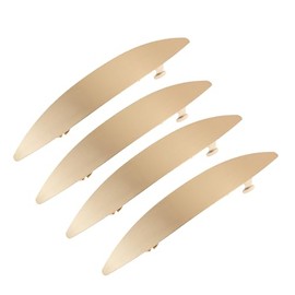 4pcs 4.3 Inches Long Shiny Bow-shaped Metal Blade Barrettes Hair Barrettes for Thick Hair Chic Hair Clips for Styling Long Hair, (Gold)