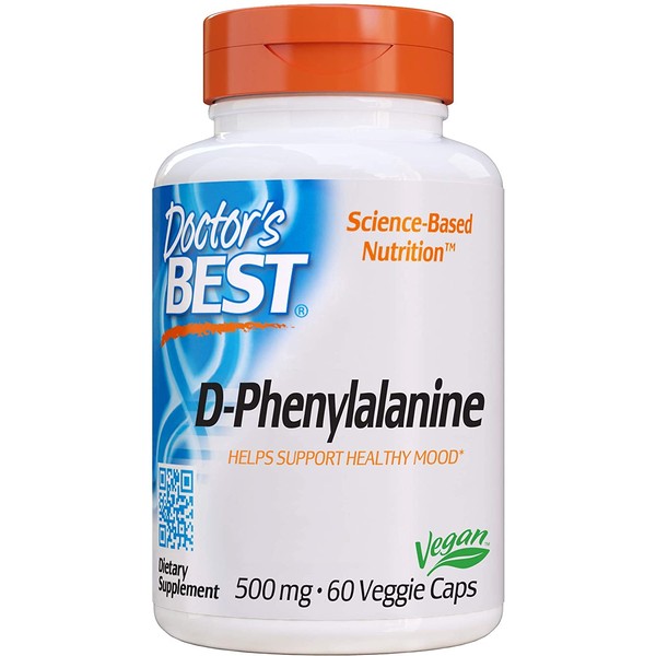 Doctor's Best D-Phenylalanine, Non-GMO, Vegan, Gluten Free, 500 mg, 60 Veggie Caps