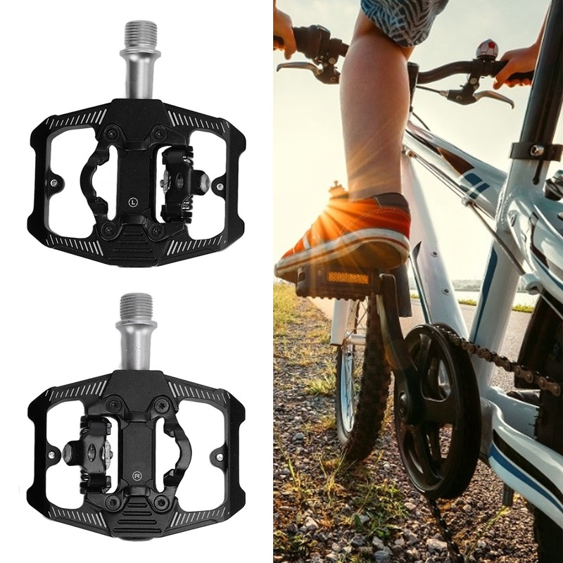 Dual Function Bicycle Pedal Flat Clipless Cleats 3 Sealed Bearings