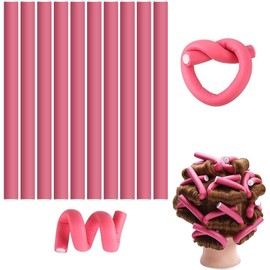 Flexible Curling Rods Hair Curlers Twist Foam Hair Roller Flexi Rods Hair Curler,10Pcs Twist Foam Hair Rollers Foam No Heat Hair Rods Rollers,Flexible Foam Curling Rods Twist Foam Hair Rollers,Pink