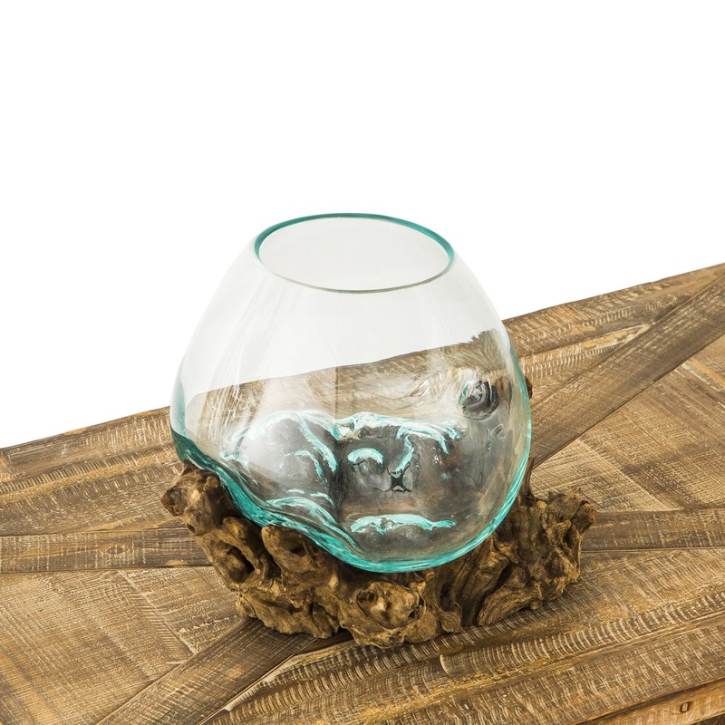 Cape Craftsmen 10" H Hand-Blown Blue Tinted Bubble Glass On