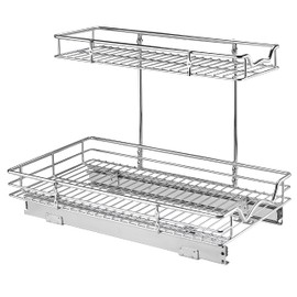 HOLDN’ STORAGE Two Tier Under Sink Organizers and Storage - Slide Out Cabinet Organizer w/Sliding Drawers for Cabinets- Lifetime Limited Warranty 11" Wx21 Dx15”H Chrome, Requires 12-1/2” Opening