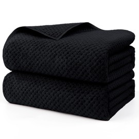 HOMEXCEL Bath Sheets Towels Set Pack of 2 (35 x 70 Inches) Ultra Soft Bath Towel for Bathroom, Lightweight and Quick Drying Towels for Body, Yoga, SPA, Fitness, Black