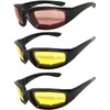 OWL Motorcycle Padded Riding Glasses Amber and Yellow Lens Mens