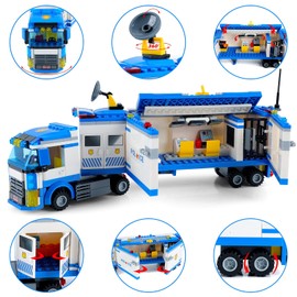 City Police Mobile Command Center Truck Building Blocks, Mobile Police Unit with Prison , Cop Cars STEM Construction Toy Kit , Birthday Xmas Gifts for Kids, Boys, and Girls Ages 6+ (484 Pieces)