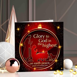 Christian Christmas cards, pack of 10 - Glory, with Bible verse Luke 2:14 inside these religious Christmas cards, by Just Cards Direct