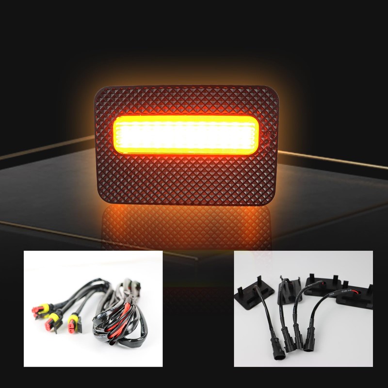 ZDEERAOTO 4pc Smoked Housing Amber LED Front Grille Lights DRL