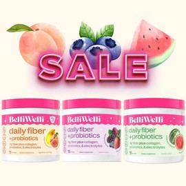 Special 3 Tub Bundle- BelliWelli Daily Fiber + Probiotics + Collagen Healthcare Fitness:_Peach mango + Wild berry + Watermelon