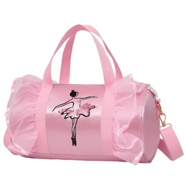 Girls Ballet Dance Bag Pink Dance Bags for Girls Ballet Bags for Girls Dance Bag Ballet Bag Gymnastics Bag Crossbody Sports Bag Princess Shoes Dancewear Storage Handbag Tote for Girls Kids