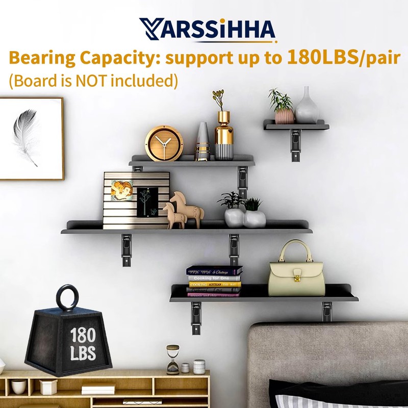 Yarssihha 12 Inch Folding Shelf Bracket, 4 Pack Heavy Duty