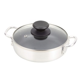 Pearl Metal HB-4706 Tabletop Pot, 7.1 inches (18 cm), Glass Lid Included, Diamond Coated Inner Surface, Table Top