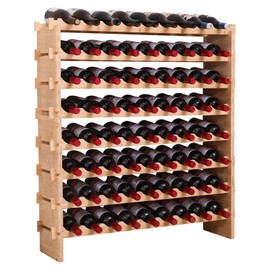 FDHUIJIA 72 Bottle Stackable Storage Modular Wine Rack Cabinet Bamboo freestanding Floor Wine Holder Display Shelves
