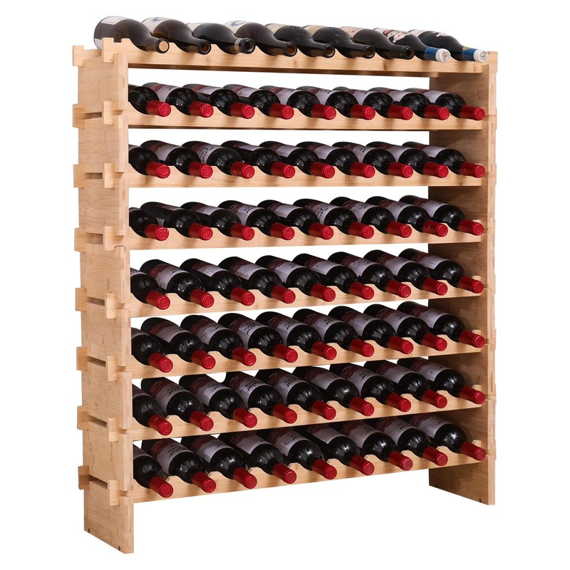FDHUIJIA 72 Bottle Stackable Storage Modular Wine Rack Cabinet Bamboo
