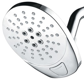 AirJet-400 High Pressure Luxury Multi-Function Shower Head w/ High-Velocity Flow Accelerator(TM) Hydro-Engine for More Power with Less Water! Latest Style, Giant 5" Face PLUS Push-button Flow Control